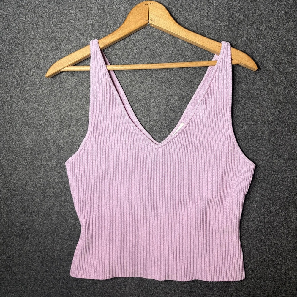 Aritzia Babaton Sculpt Knit Womens XL Purple Ribbed Stretch Minimalist Capsule